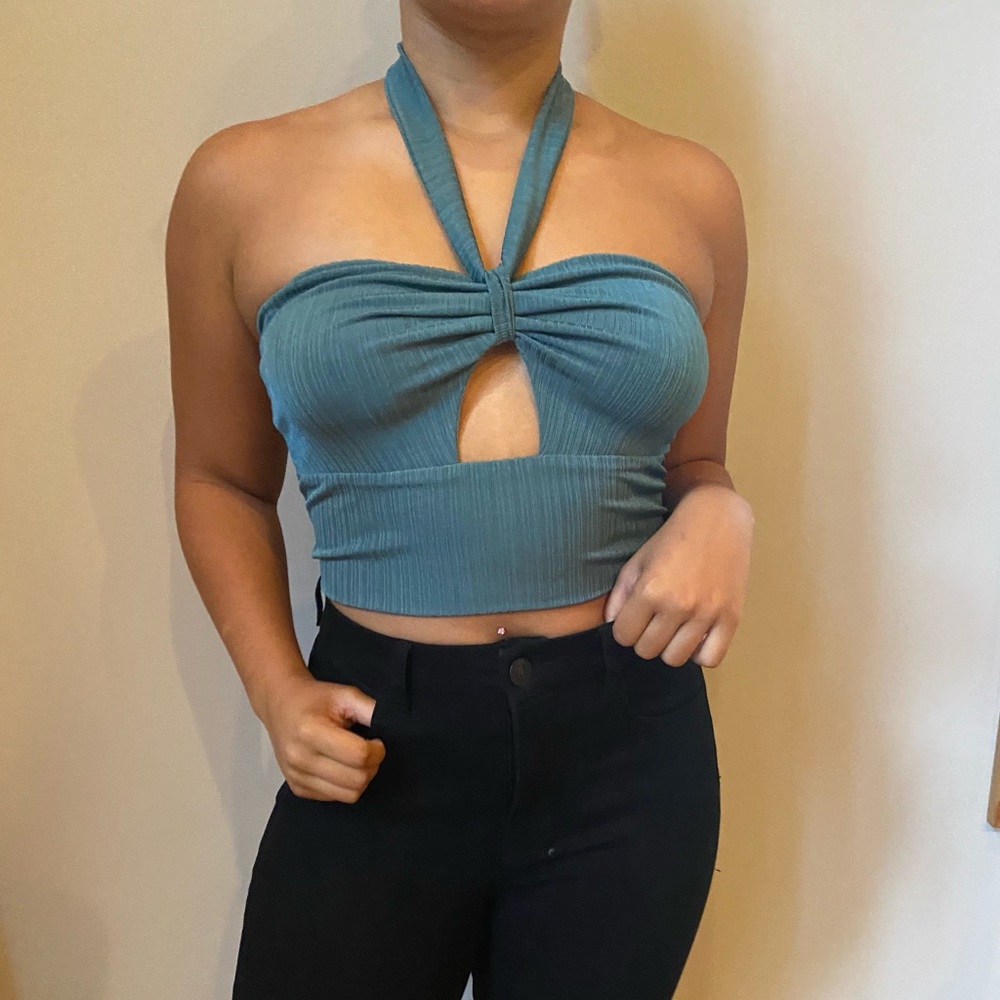 Teal halter top